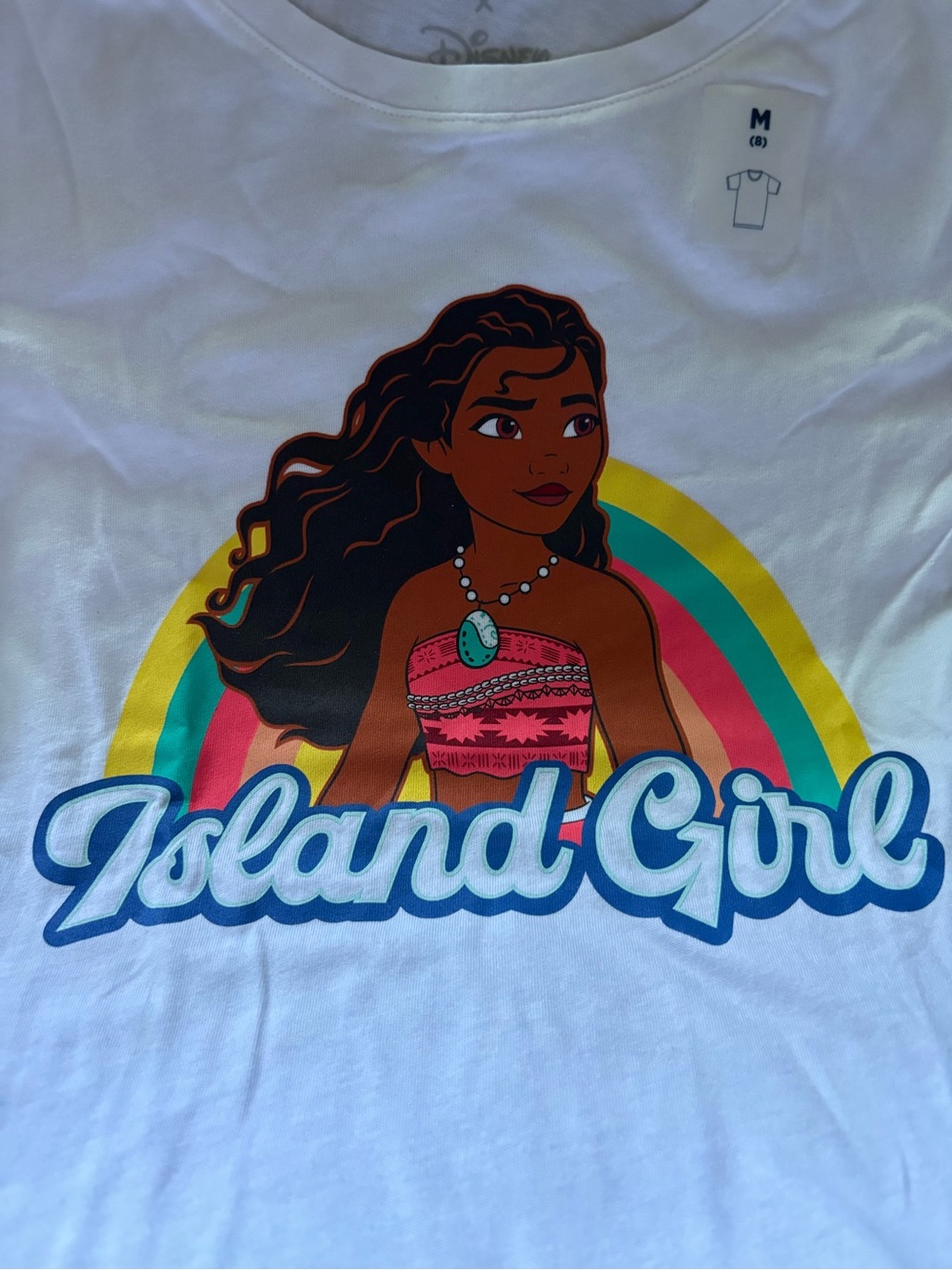 Disney White 'Island Girl' Rainbow Graphic Tee. Brand new with tags